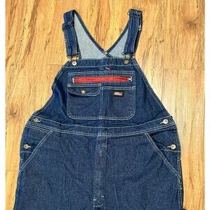 LIBERTY Bib Overalls Mens Size 42x30 Blue Denim Zip Fly Buckle Adjustable NICE!!